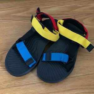 colour block velcro sandals